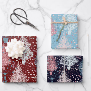 Feuille De Papier Cadeau Motif Abstrait des arbres de Noël