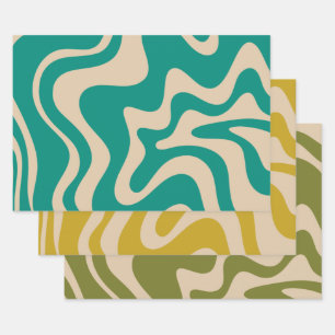Feuille De Papier Cadeau Motif Abstrait Liquide Swirl Retro