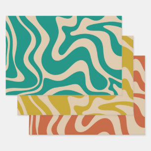 Feuille De Papier Cadeau Motif Abstrait Liquide Swirl Retro