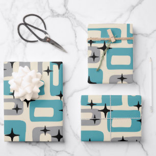 Feuille De Papier Cadeau Motif Abstrait moderne du milieu du siècle
