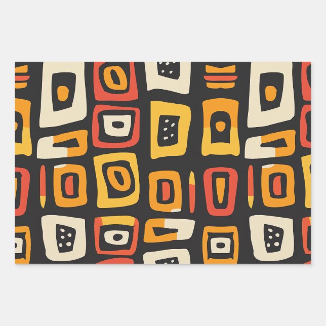 Feuille De Papier Cadeau Motif africain Abstrait géométrique (Devant)
