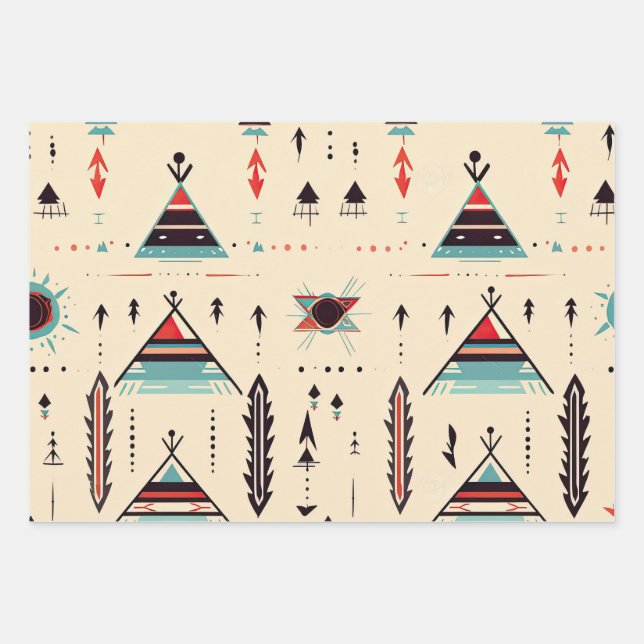 Feuille De Papier Cadeau Motif amérindien (Devant)