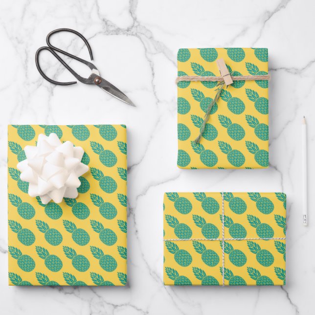 Feuille De Papier Cadeau Motif ananas (Recto)