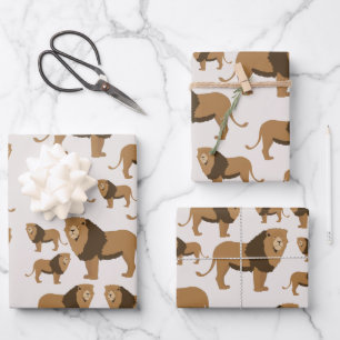Feuille De Papier Cadeau Motif animal du lion de la jungle