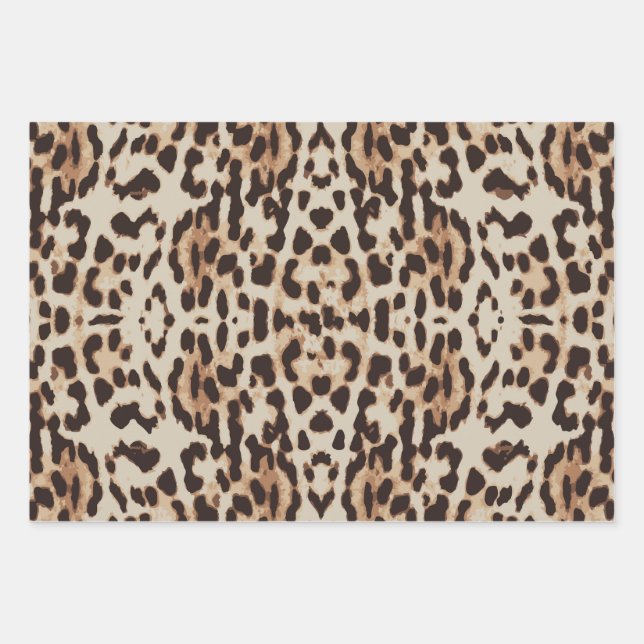 Feuille De Papier Cadeau Motif animal Empreinte de léopard (Devant)