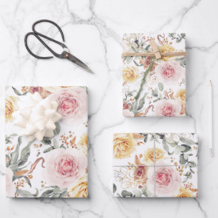 Feuille De Papier Cadeau Motif aquarelle botanique floral coloré