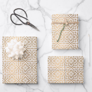 Feuille De Papier Cadeau motif arabe or