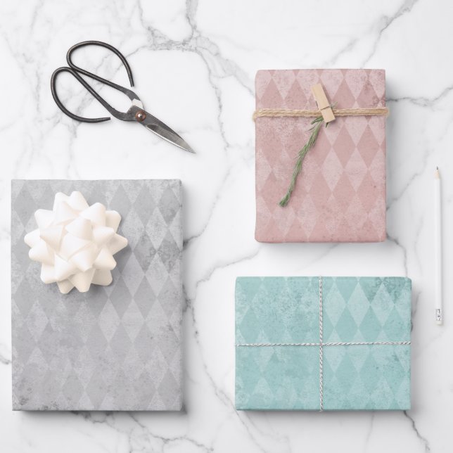 Feuille De Papier Cadeau Motif arlequin en détresse (Recto)
