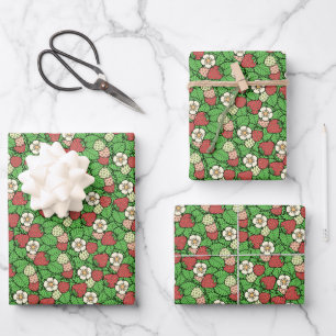 Feuille De Papier Cadeau Motif Arrière - plan fraise