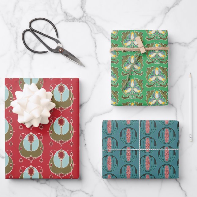 Feuille De Papier Cadeau Motif Art nouveau (Recto)