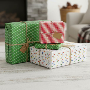 Feuille De Papier Cadeau Motif artistique de guirlandes de fête colorées