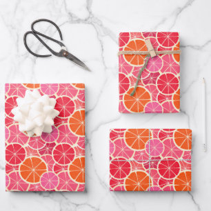 Feuille De Papier Cadeau Motif aux agrumes d'orange et de pamplemousse