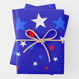 Feuille De Papier Cadeau Motif bleu, rouge et blanc