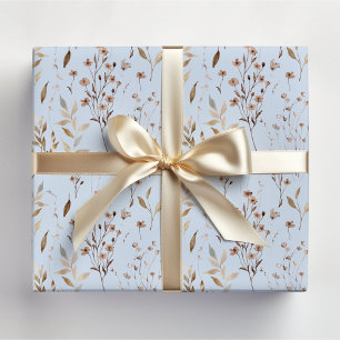 Feuille De Papier Cadeau Motif botanique floral marron bohème