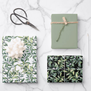 Feuille De Papier Cadeau Motif botanique traditionnel - 3 Design