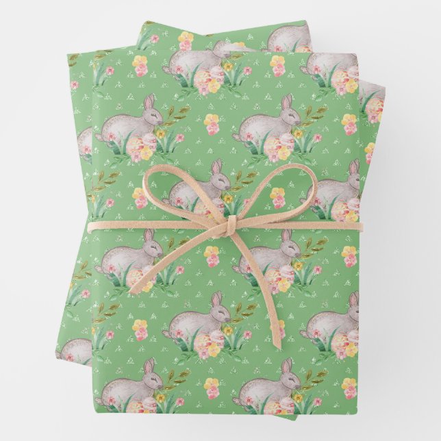 Feuille De Papier Cadeau Motif Bunny de Pâques (En situation)