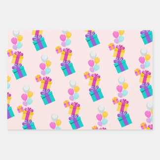 Feuille De Papier Cadeau Motif Cadeau Pastel Et Ballon 