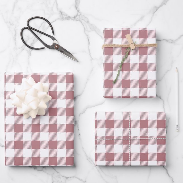 Feuille De Papier Cadeau Motif carreaux rose gold rose blanc (Recto)