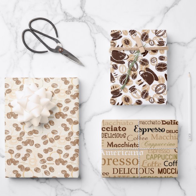 Feuille De Papier Cadeau motif carrelé cool à café (Recto)