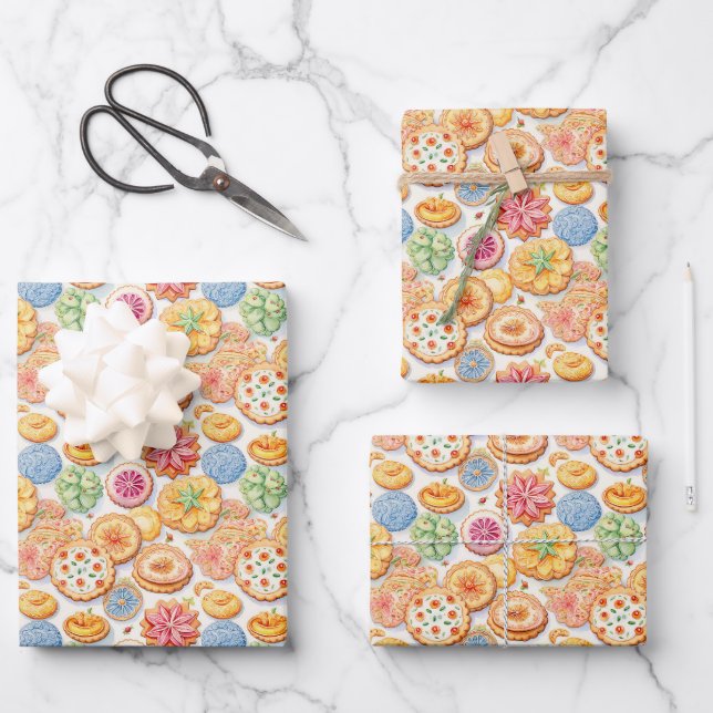 Feuille De Papier Cadeau Motif carrelé de la soirée biscuit (Recto)