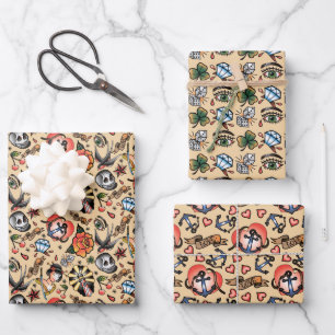 Feuille De Papier Cadeau motif carrelé de mariage gothique cool