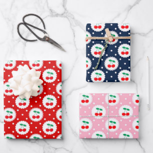 Feuille De Papier Cadeau Motif Cerise – Cadeau & Décoration Rétro aux Fruit