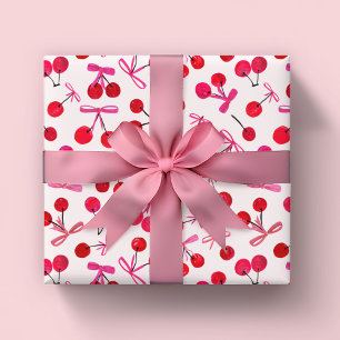 Feuille De Papier Cadeau Motif cerises et arcs