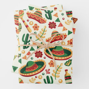 Feuille De Papier Cadeau Motif Cinquième Jour de Mai Mexicain