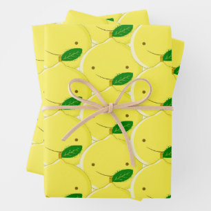 Feuille De Papier Cadeau Motif citron rouge