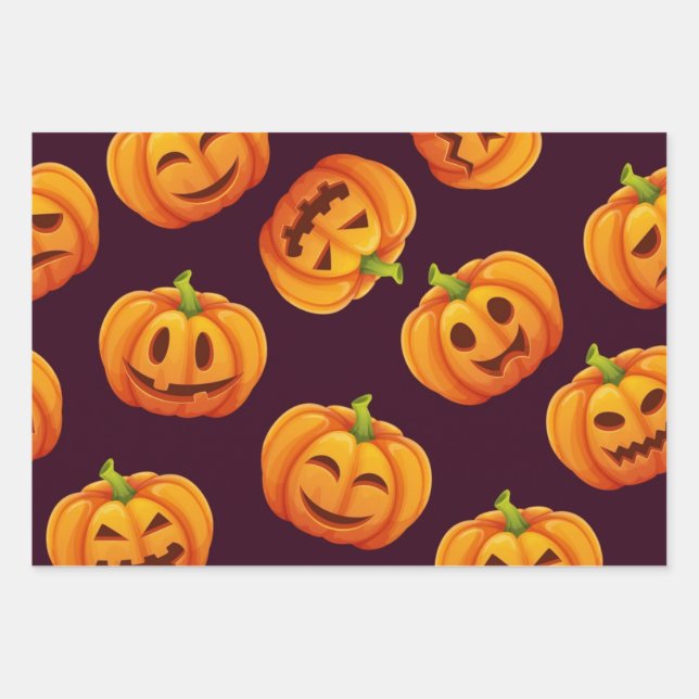 Feuille De Papier Cadeau motif citrouille (Devant)