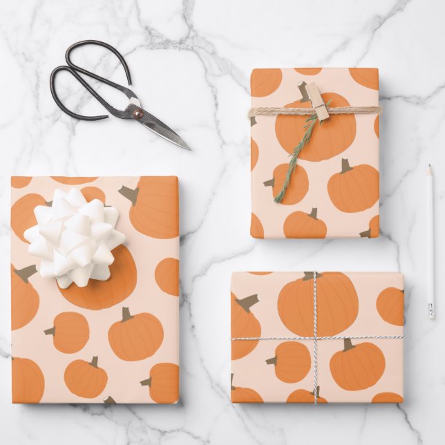 Feuille De Papier Cadeau Motif citrouille (Recto)