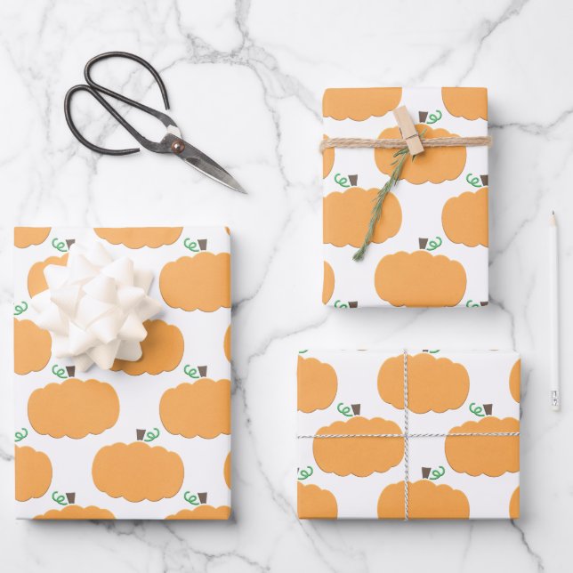 Feuille De Papier Cadeau Motif citrouille (Recto)