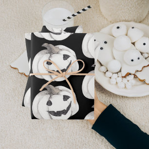 Feuille De Papier Cadeau Motif Citrouille éffrayant   Bonne Halloween