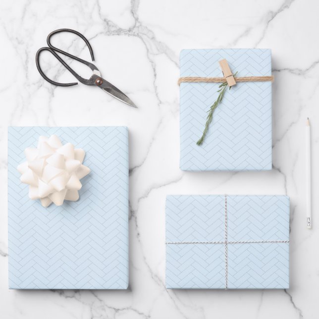 Feuille De Papier Cadeau Motif classique bleu clair gris argenté (Recto)