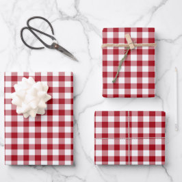 Feuille De Papier Cadeau Motif classique En vichy rouge