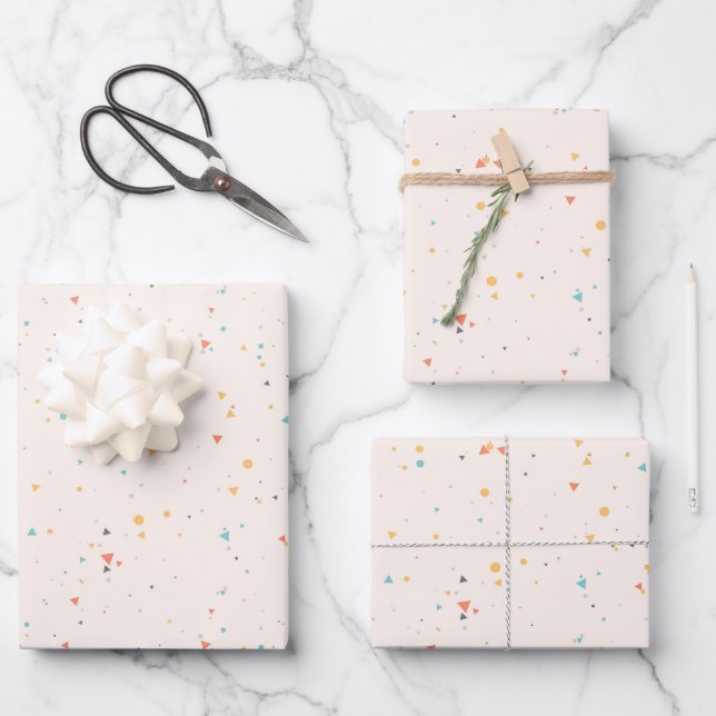 Feuille De Papier Cadeau Motif Confetti Dots & Triangle (Recto)