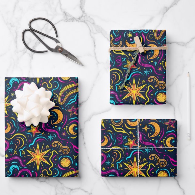 Feuille De Papier Cadeau motif cool de la fête Galaxy (Recto)