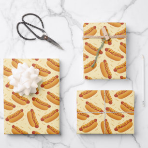 Feuille De Papier Cadeau motif cool de restauration rapide hot-dog