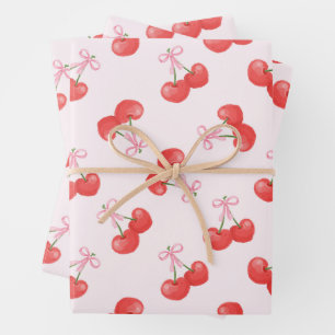 Feuille De Papier Cadeau Motif Coquette Cherries