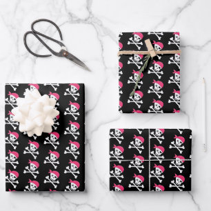 Feuille De Papier Cadeau Motif crâne et os croisés pirate mignon