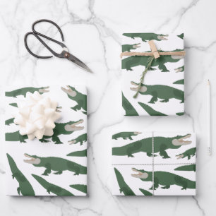 Feuille De Papier Cadeau Motif crocodile de l'alligator mignon