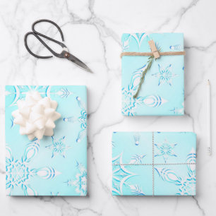Feuille De Papier Cadeau Motif Crystal Snowflakes