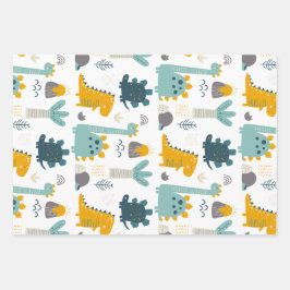 Feuille De Papier Cadeau Motif Cute Dinosaur