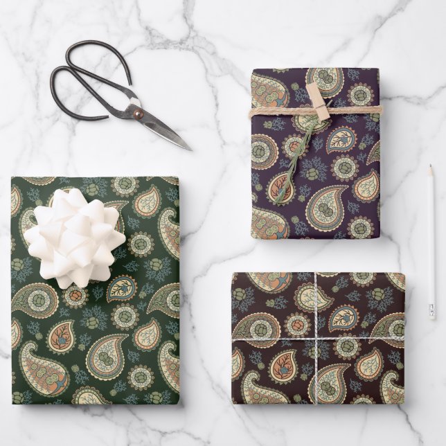 Feuille De Papier Cadeau Motif Cypress Paisley (Recto)