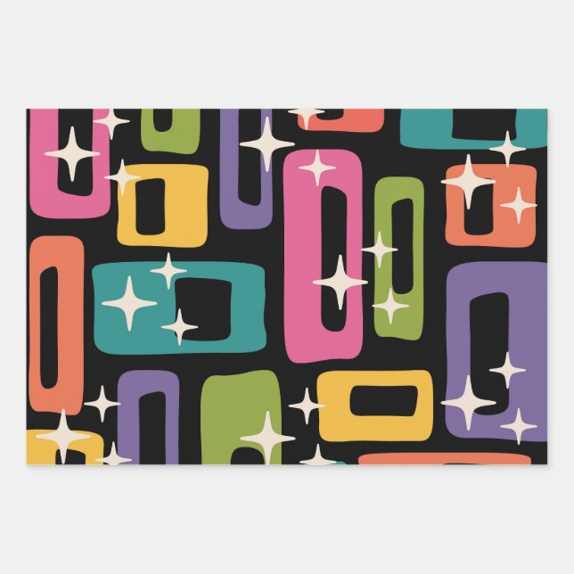 Feuille De Papier Cadeau Motif d'âge atomique Abstrait MCM rétro (Devant)