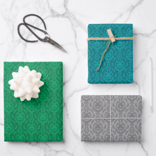 Feuille De Papier Cadeau Motif Damas assemblé