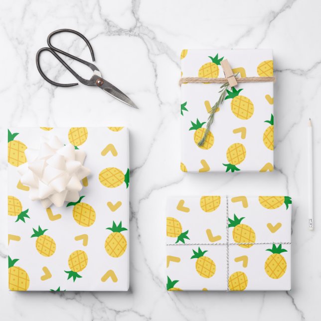 Feuille De Papier Cadeau Motif d'ananas mou et drôle (Recto)