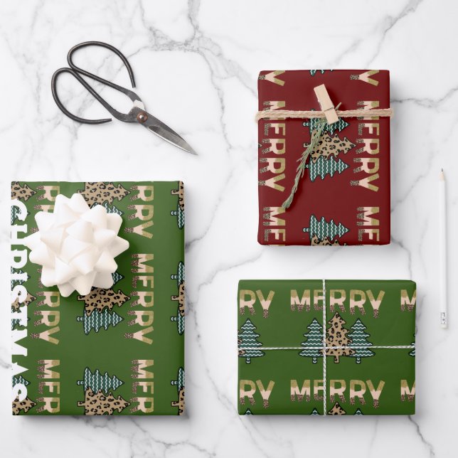 Feuille De Papier Cadeau Motif d'arbre de Noël (Recto)