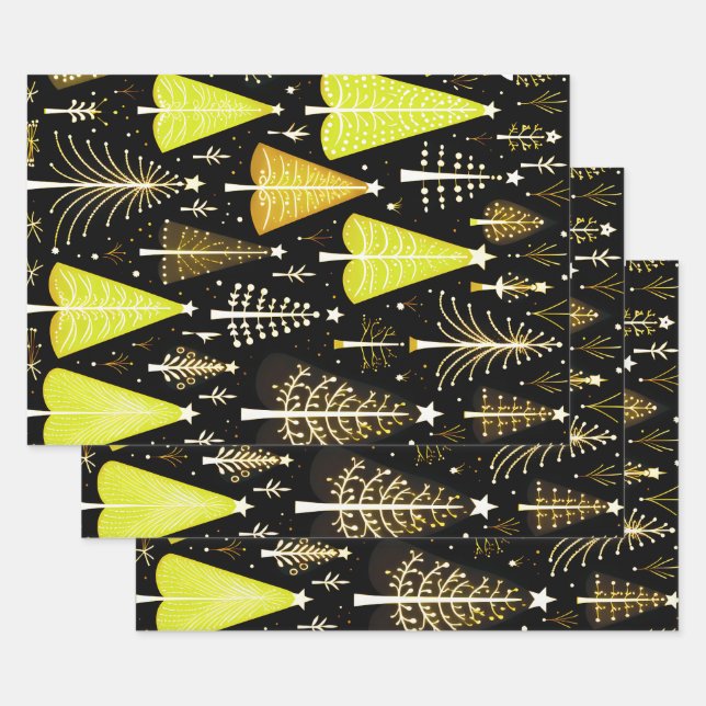 Feuille De Papier Cadeau Motif d'arbre de Noël (Lot)
