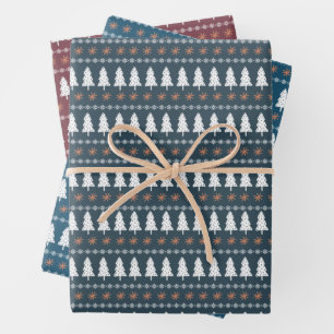 Feuille De Papier Cadeau Motif d'arbre de Noël scandinave moderne